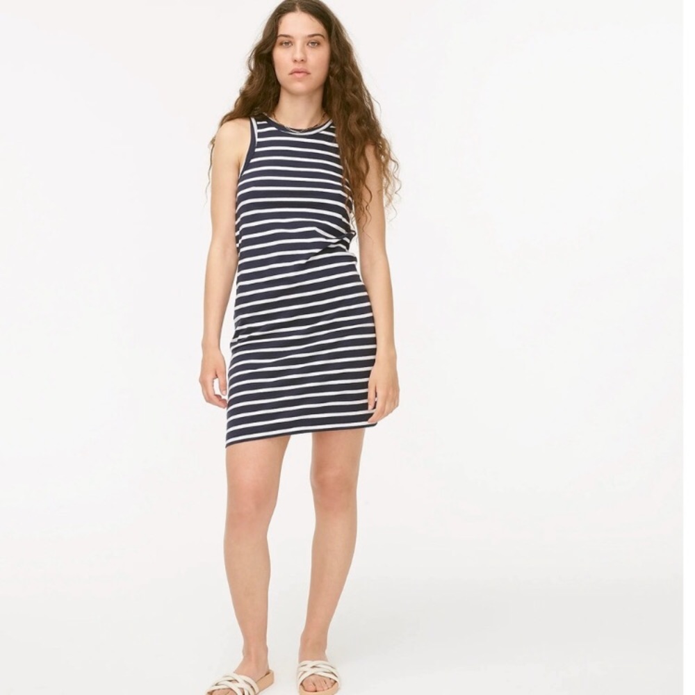 J Crew Nautical Striped Knit Cutaway Mini Dress NWT Large